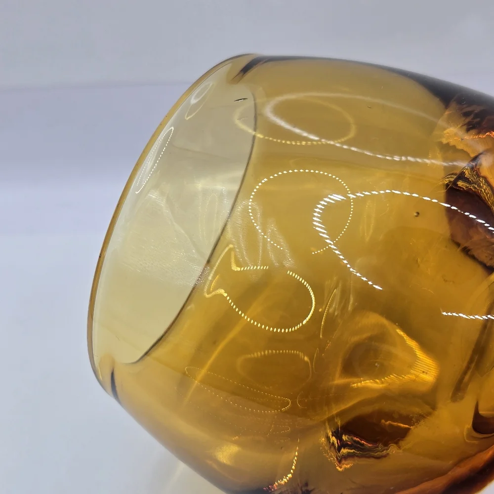 Crate & Barrel Heavy Glass Amber Topaz Glass Votive Candle Holders Poland 3